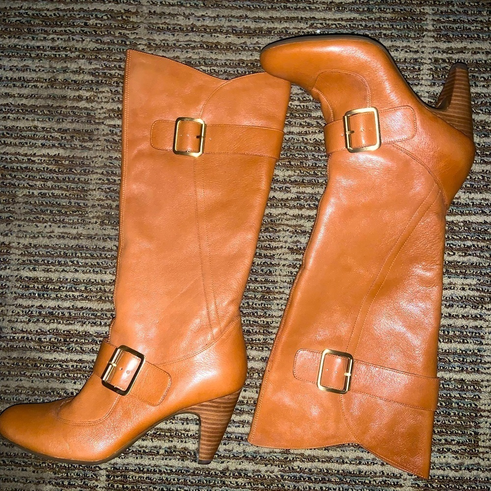 BCBG Amber leather tan boots y2k spring designer boho coquette fall cowgirl